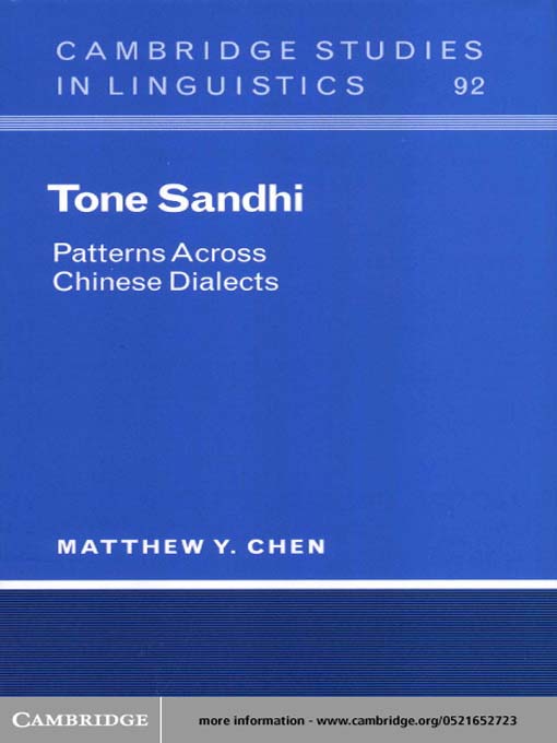 Title details for Tone Sandhi by Matthew Y. Chen - Wait list